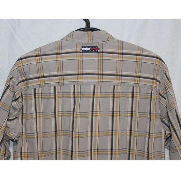 Tommy Hilfiger Jeans Tan Plaid Button Down XL - Picture 6 of 8